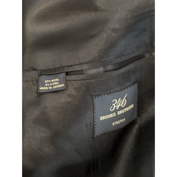 Brooks Brothers 346 Blazer Mens 45L Black 2 Button Wool Stretch Formal Flaw - Picture 5 of 11